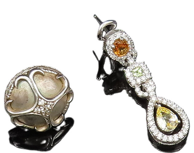 JUDITH RIPKA 925 Silver  Vintage Multi Stones Singles Lot Earrings  EG12023