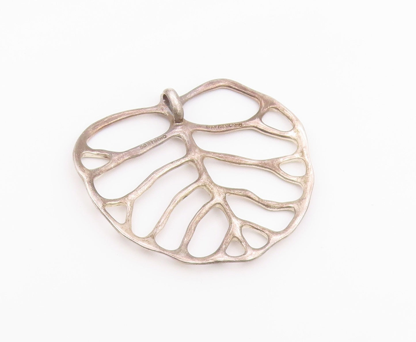 925 Sterling Silver Vintage Pendant ANGELA CUMMINGS Tropical Leaf Cutout PT26390