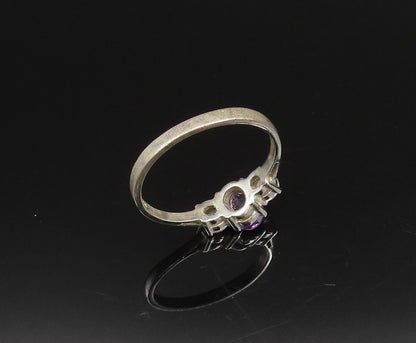 925 Silver  Vintage Dainty Three Stone Amethyst & Topaz Ring Sz 9.5  RG25711