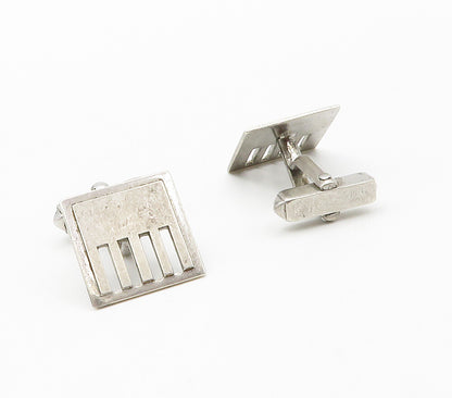 925 Sterling Silver  Vintage Smooth Square Cutout Cuff Links  TR2123