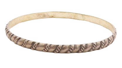 MEXICO 925 Sterling Silver  Vintage Dark Tone Etched Bangle Bracelet  BT1697
