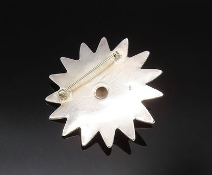 925 Sterling Silver  Vintage Hollow Beaded Sunflower Brooch Pin  BP9633