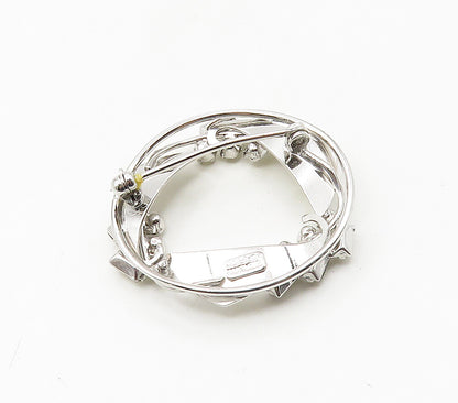 CARL ART 925 Sterling Silver  Vintage Topaz Floral Wreath Brooch Pin  BP6611