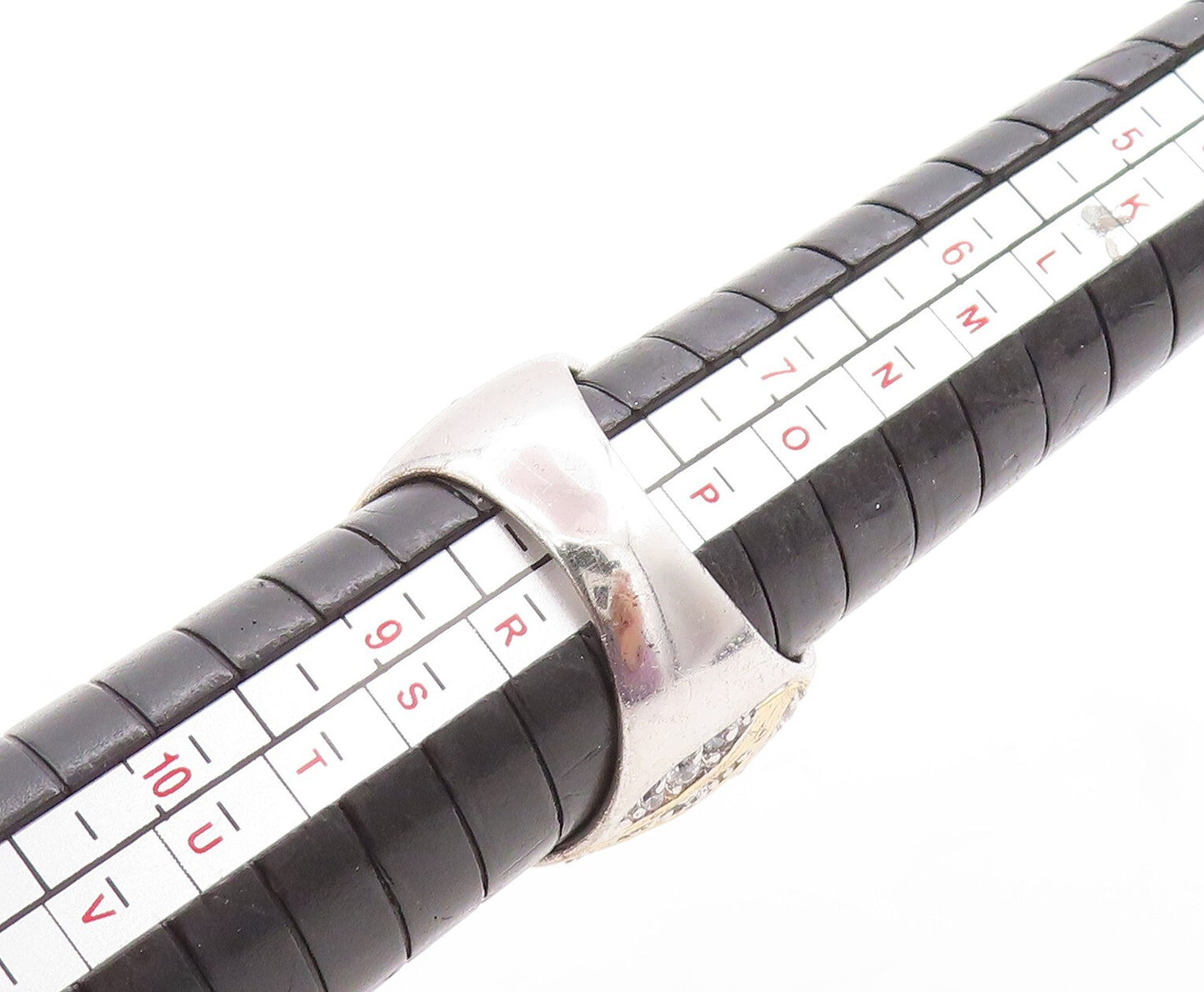 925 Sterling Silver Vintage Ring KABANA Dark Tone Cutout Topaz  Sz 9.5  RG31917