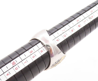 925 Sterling Silver Vintage Ring KABANA Dark Tone Cutout Topaz  Sz 9.5  RG31917