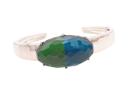 10k Gold 925 Sterling Silver Vintage Bracelet OPPOLITA Gemstone Cuff  BT11338