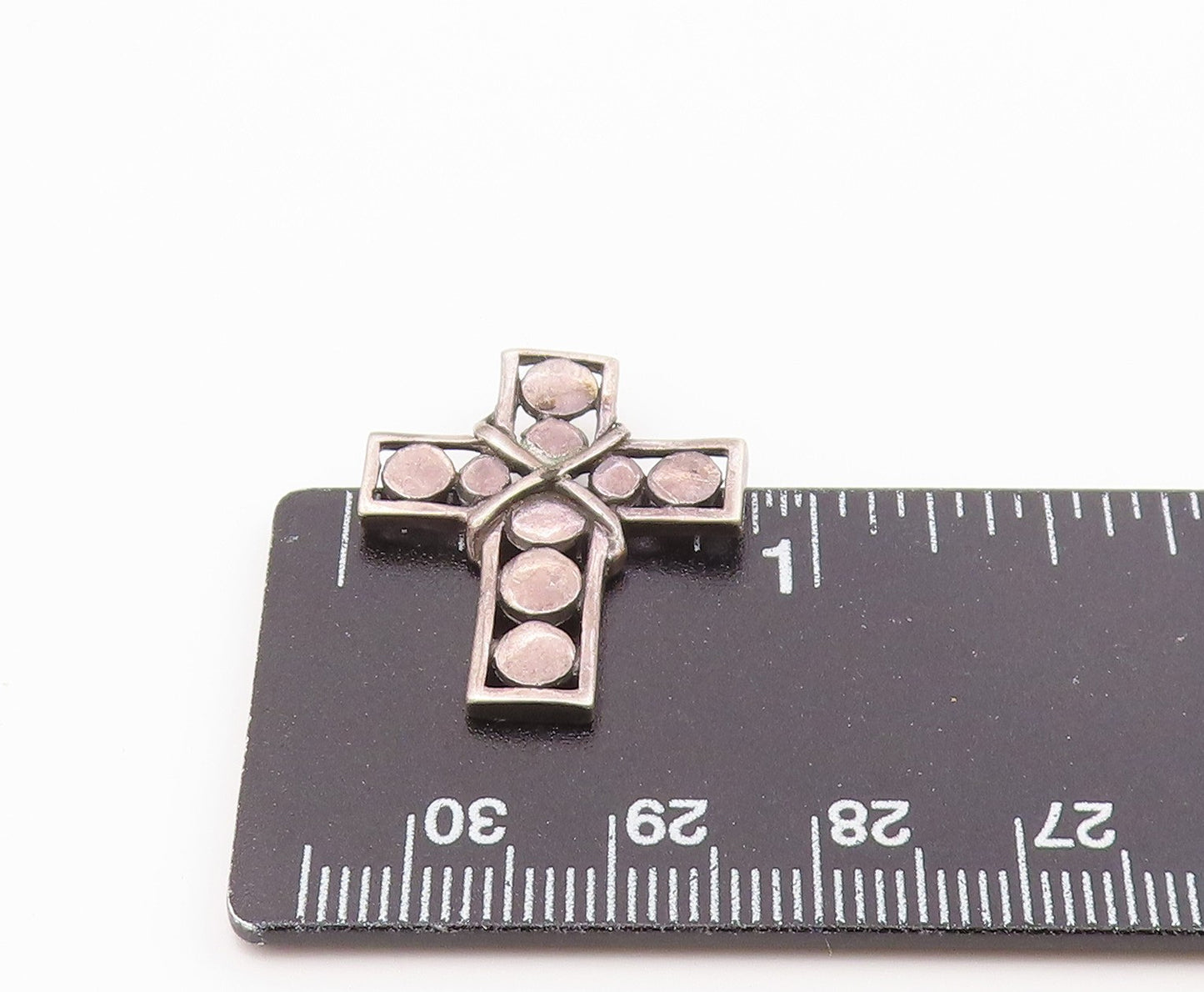 925 Sterling Silver  Vintage Petite Wrapped Religious Cross Pendant  PT16116