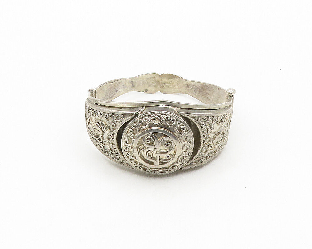 MIDDLE EAST 925 Sterling Silver Vintage Filigree Detail Bangle Bracelet  BT7015