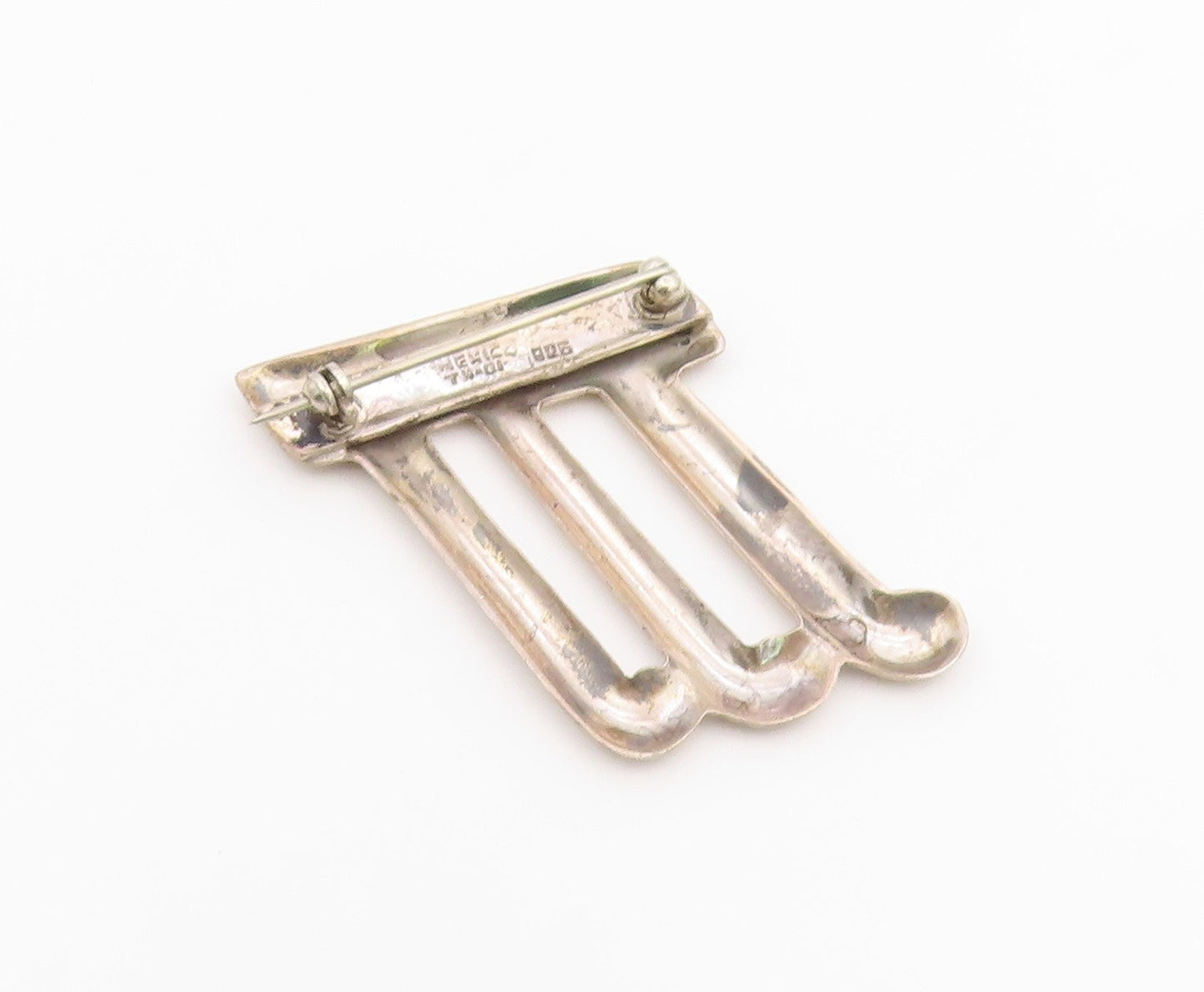 925 Sterling Silver Vintage Brooch Pin MEXICO Musical Note Cutout  BP12604
