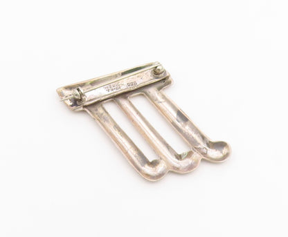 925 Sterling Silver Vintage Brooch Pin MEXICO Musical Note Cutout  BP12604
