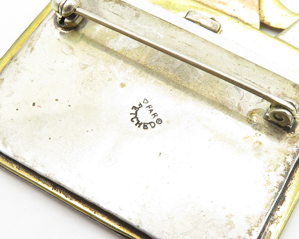 FAR FETCHED 925 Silver  Vintage Family Portrait Frame Brooch Pin  BP6948
