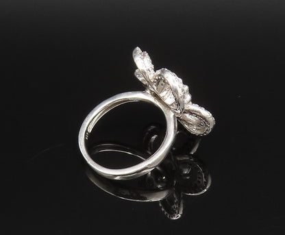 925 Sterling Silver  Vintage Openwork Cubic Zirconia Flower Ring Sz 6  RG25748