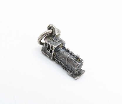 925 Sterling Silver  Vintage Petite Oxidized Stream Train Motif Pendant PT4922
