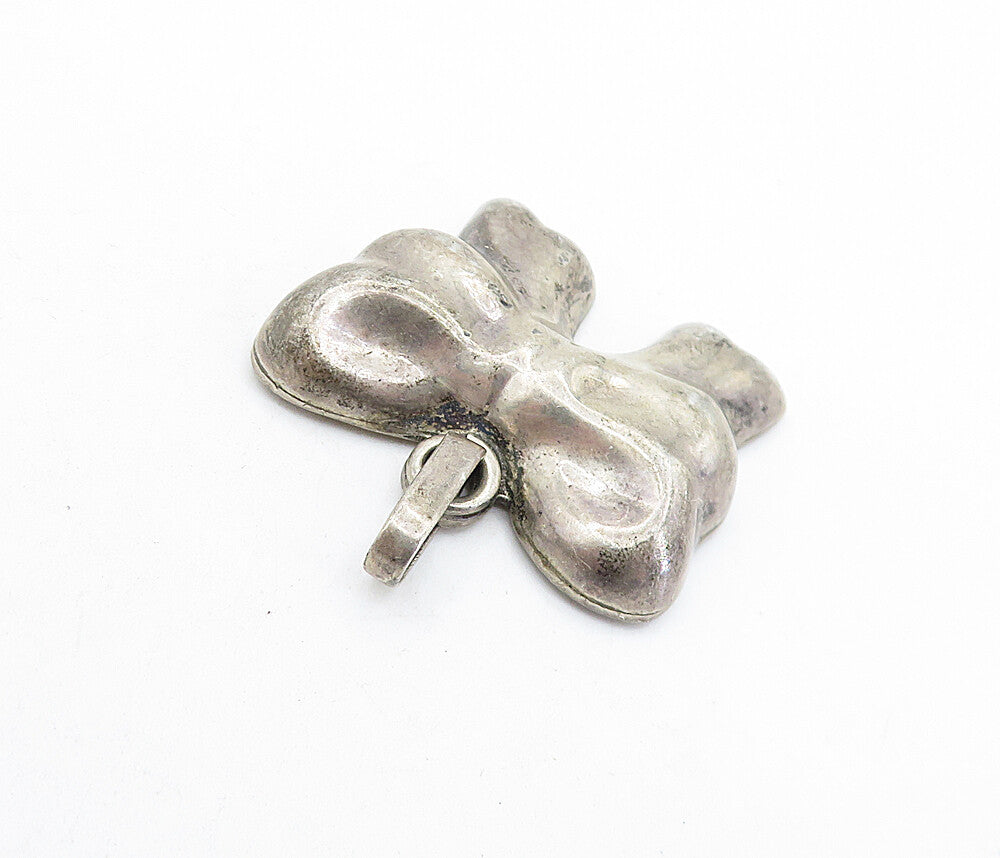 MEXICO 925 Sterling Silver  Vintage Dark Tone Bow Tied Ribbon Pendant  PT4460