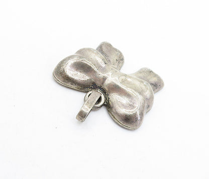 MEXICO 925 Sterling Silver  Vintage Dark Tone Bow Tied Ribbon Pendant  PT4460