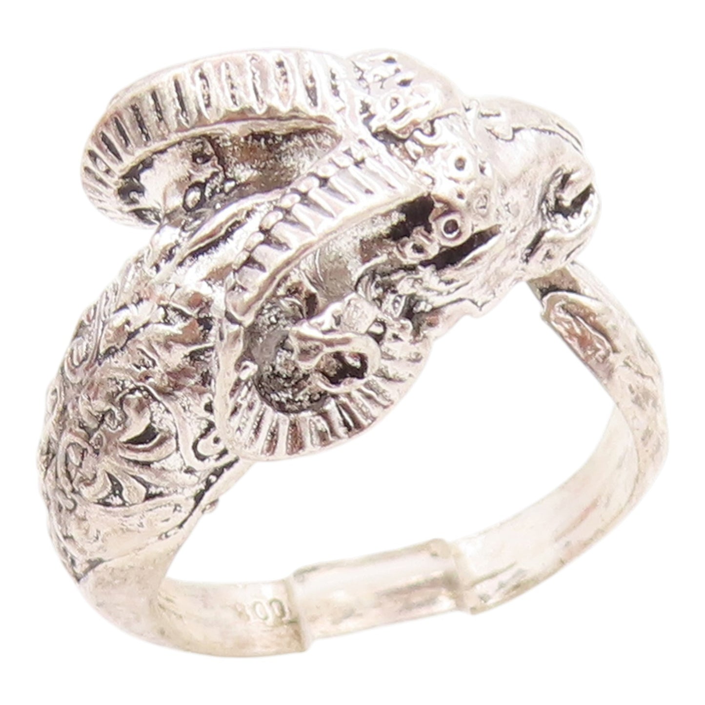925 Sterling Silver Vintage Ring Ram's Head Aries Zodiac Band  Sz 8.5  RG35703