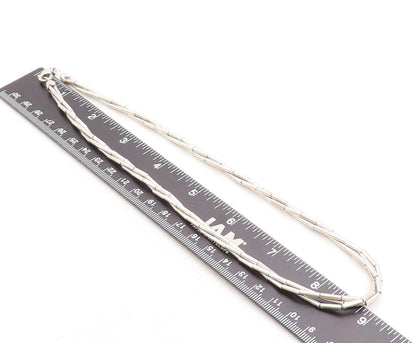 925 Sterling Silver Vintage Multi Strand Barrel Bead Chain Necklace NE2123