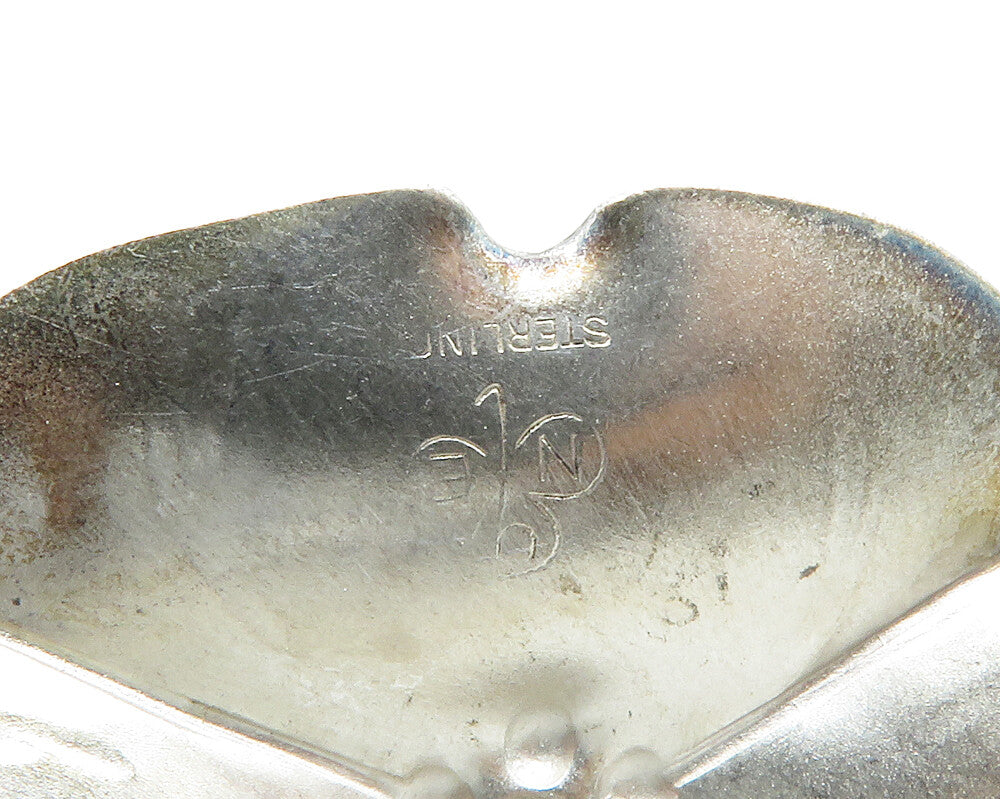 STUART NYE 925 Sterling Silver  Vintage Dark Tone Flower Brooch Pin  BP4808