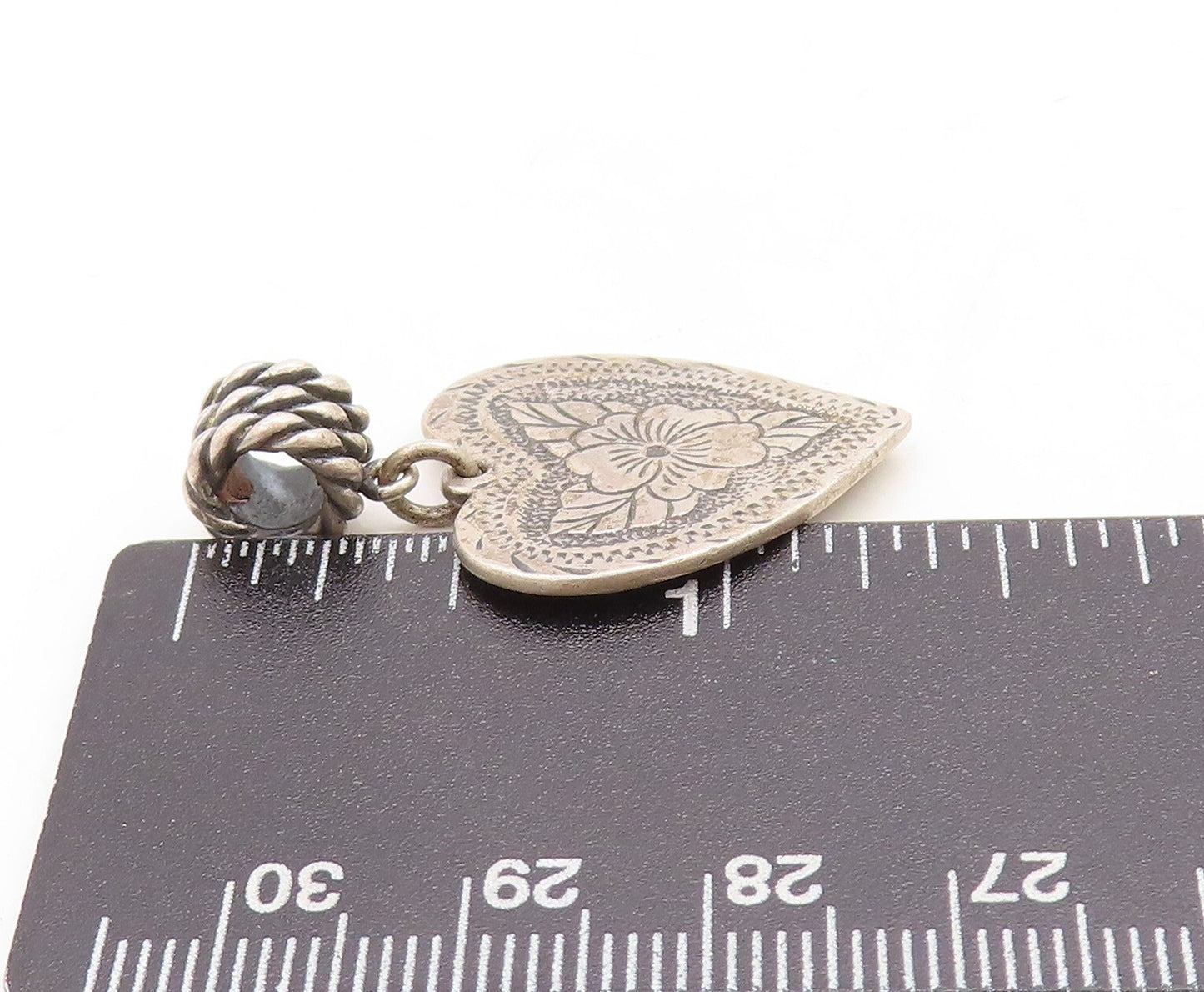 925 Sterling Silver Vintage Pendant CAROLYN POLLACK Swirly Carved Heart  PT23869
