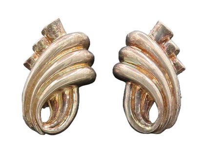 925 Sterling Silver  Vintage Designer Swirl Carved Loop Earrings  EG12696