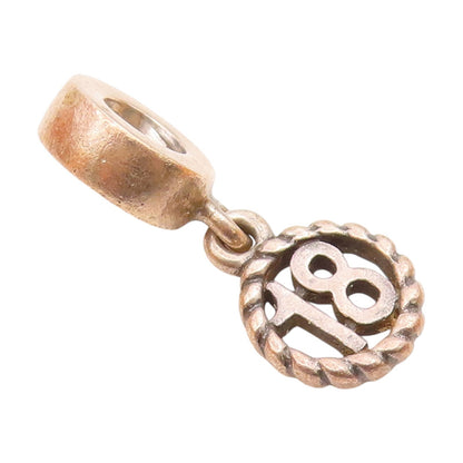 PANDORA 925 Sterling Silver Vintage Dangling 18 Birthday Pendant  PT18151