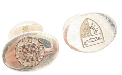 925 Sterling Silver Vintage Cuff Links 1892 Spence School Logo Carved  TR3796