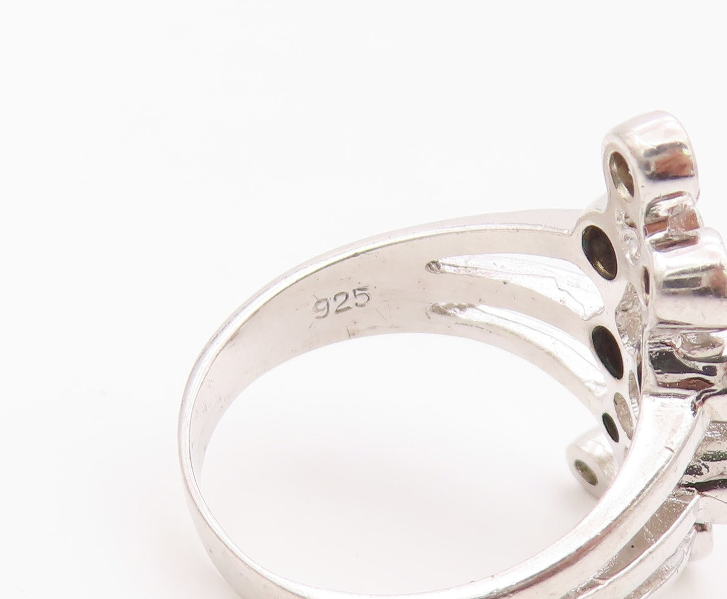 925 Sterling Silver Vintage Ring Bezel Set CZ Bubble Cluster  Sz 8.5  RG36385