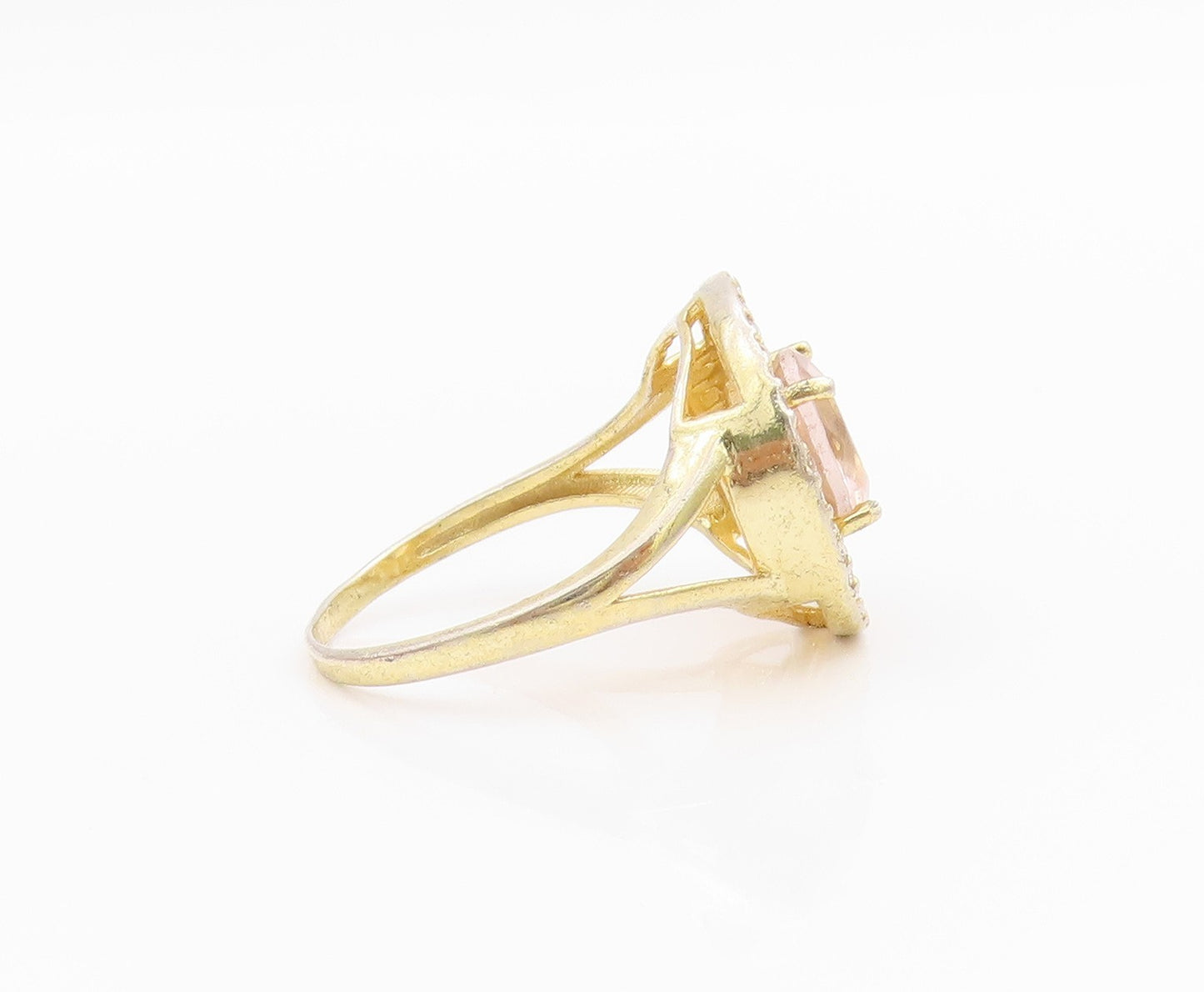 925 Sterling Silver Vintage Ring Gold Plated 2 Tone Topaz Wheel  Sz 8  RG33111