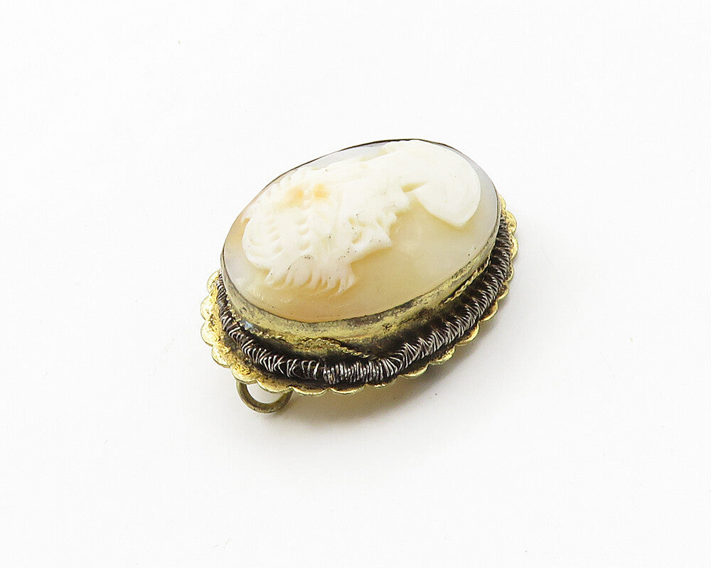 925 Sterling Silver  Vintage Antique Carved Woman Cameo Brooch Pin  BP7460