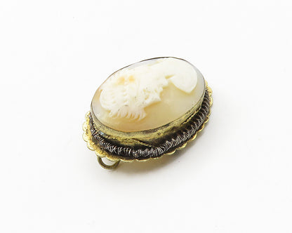 925 Sterling Silver  Vintage Antique Carved Woman Cameo Brooch Pin  BP7460