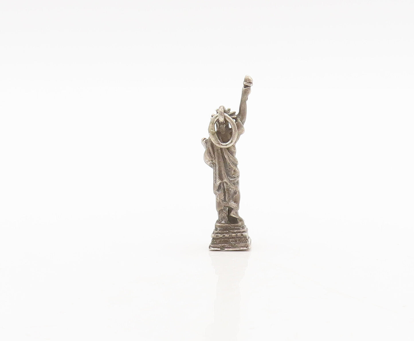 925 Sterling Silver Vintage Pendant Mini Solid Carved Statue Of Liberty  PT22589