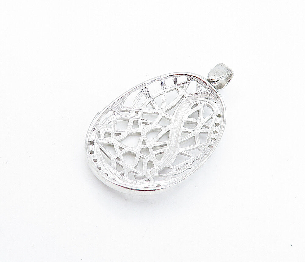 925 Sterling Silver  Cubic Zirconia Interlaced Pattern Shiny Pendant  PT5224