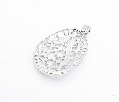 925 Sterling Silver  Cubic Zirconia Interlaced Pattern Shiny Pendant  PT5224