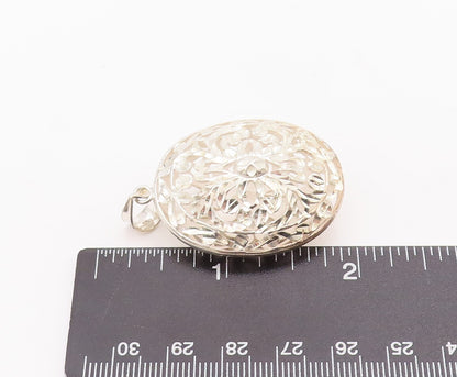 925 Sterling Silver Vintage Pendant Swirly Rough Carved Oval Puffed  PT22974