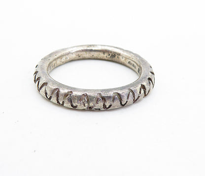 925 Sterling Silver  Vintage Dark Tone Chiseled Wavy Band Ring Sz 9  RG7075