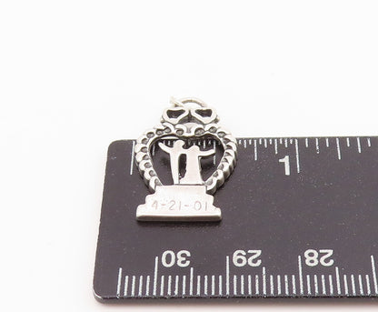 925 Sterling Silver Vintage Pendant Cutout Couple In Love Heart  PT24288