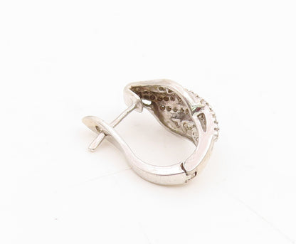 925 Sterling Silver Vintage Earrings Real Diamonds Designer Single Piece EG14287