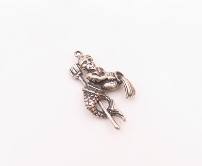 925 Sterling Silver  Vintage Aqua Man Motif With Trident Pendant  PT21687