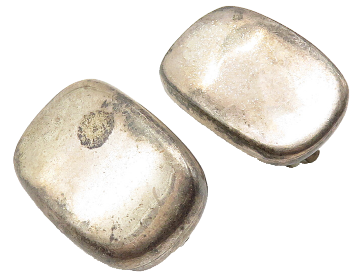 925 Sterling Silver  Vintage Dark Tone Smooth Non Pierce Earrings  EG5693