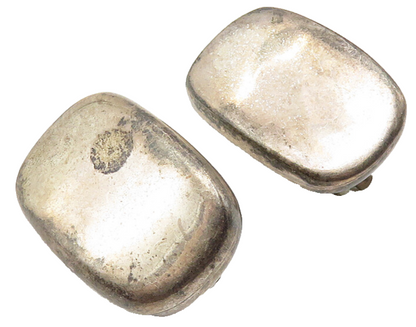 925 Sterling Silver  Vintage Dark Tone Smooth Non Pierce Earrings  EG5693