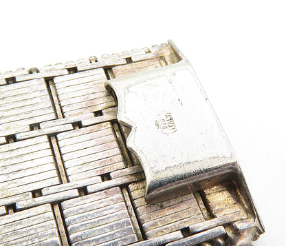 925 Sterling Silver Vintage Textured Square Link Flat Chain Bracelet  BT3985