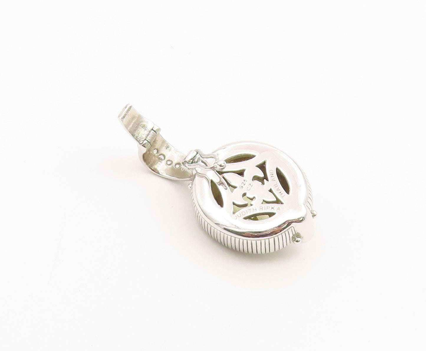 925 Sterling Silver Vintage Pendant JUDITH RIPKA Lemon Quartz & CZ Charm PT26495