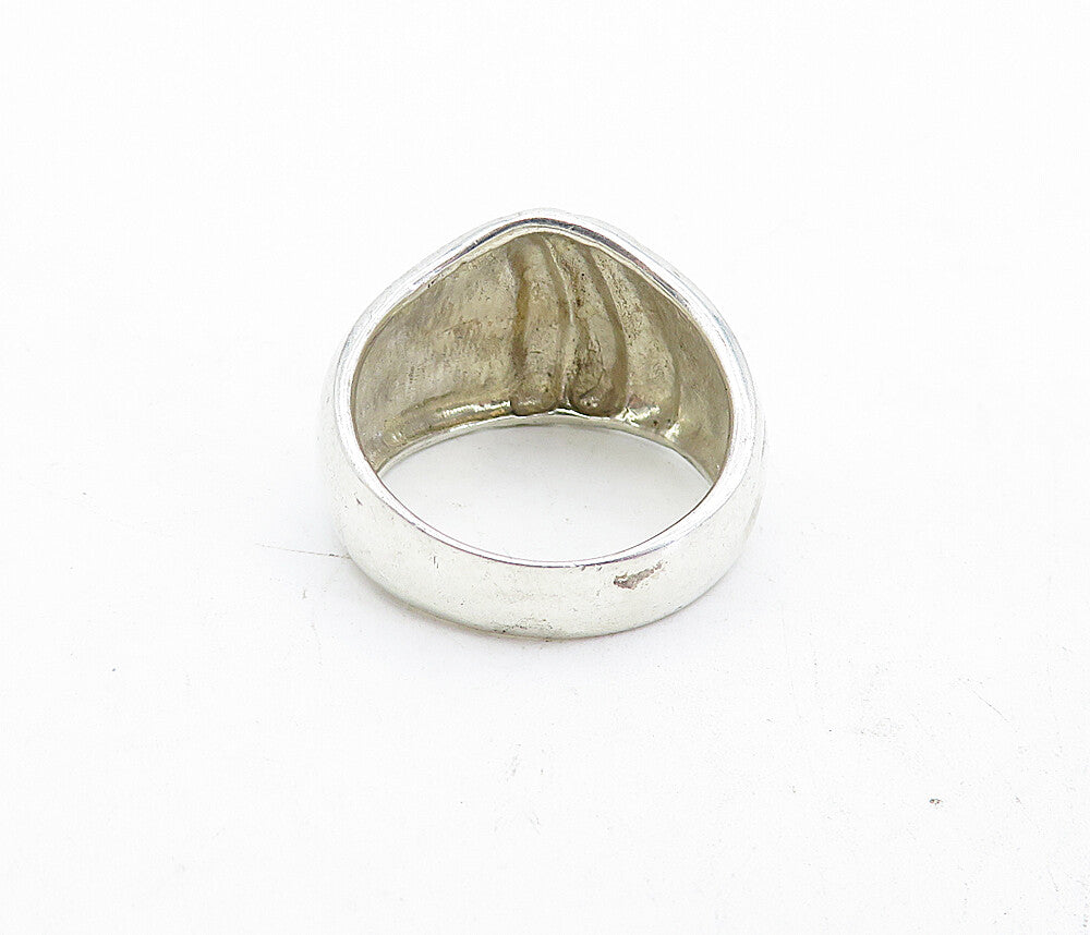 SHUBE 925 Sterling Silver  Vintage Shiny Etched Swirl Band Ring Sz 8  RG4607
