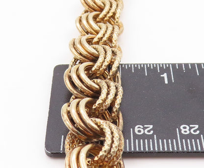 925 Sterling Silver Vintage Bracelet Gold Plated Roped Linked Rings  BT11072