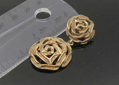 925 Sterling Silver  Vintage Rose Flowers Motif Dangle Earrings  EG10808