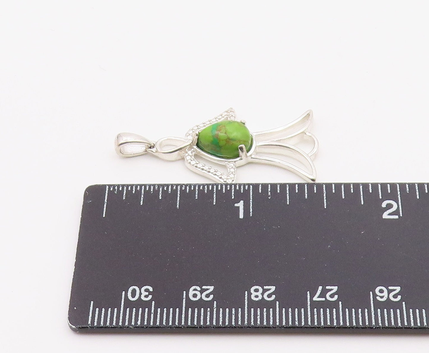925 Sterling Silver  Vintage Cabochon Turquoise Angel Motif Pendant  PT15836