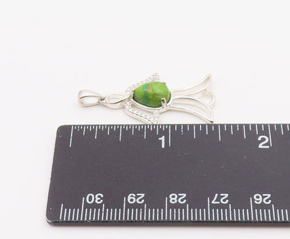 925 Sterling Silver  Vintage Cabochon Turquoise Angel Motif Pendant  PT15836