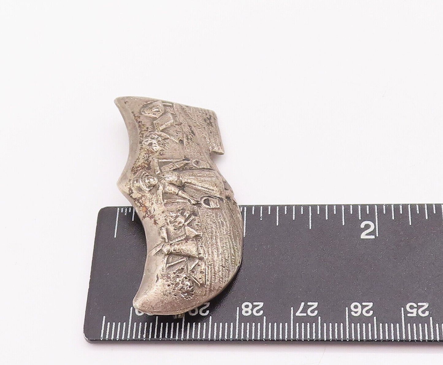 925 Sterling Silver Vintage Brooch Pin Solid Carved Village Landscape  BP10897