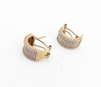 925 Sterling Silver  Topaz Encrusted Rose Gold Plated JHoop Earrings  EG4011