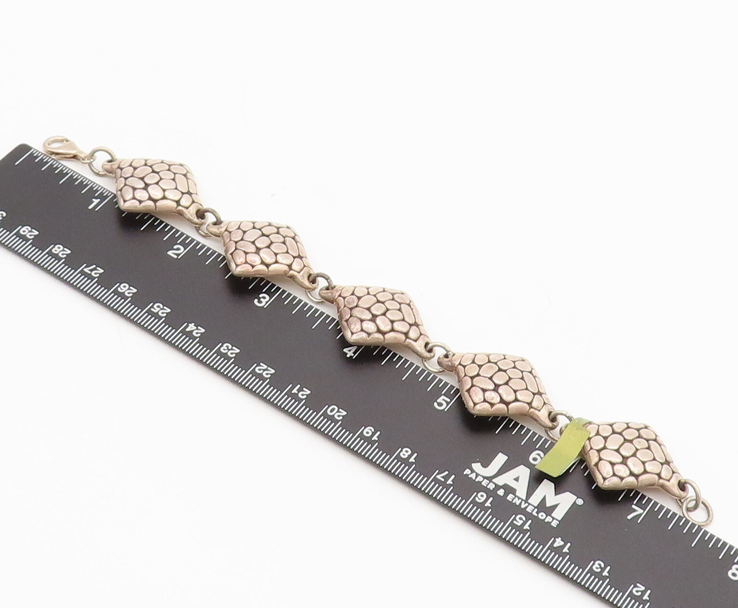 925 Sterling Silver Vintage Puffed Pebble Effect Square Link Bracelet BT9978